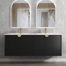 Marlo 1500mm Matte Black Wall Hung Double Vanity with Ceramic Countertop