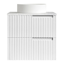 Noosa 600mm Satin White Wall Hung Single Vanity with Solid Surface Countertop