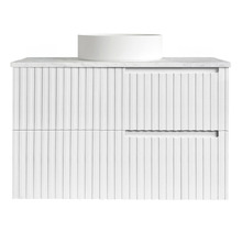Noosa 900mm Satin White Wall Hung Single Vanity with Solid Surface Countertop