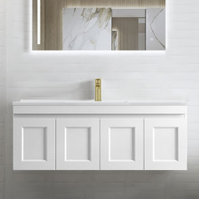 Hampton 1200mm Satin White Wall Hung Single Vanity