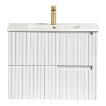 Noosa 750mm Satin White Wall Hung Single Vanity with Ceramic Countertop
