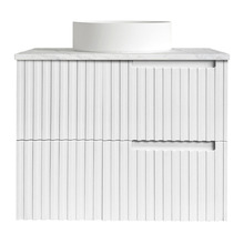 Noosa 750mm Satin White Wall Hung Single Vanity with Solid Surface Countertop