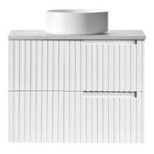 Noosa 750mm Satin White Wall Hung Single Vanity with Marble Countertop
