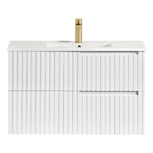 Noosa 900mm Satin White Wall Hung Single Vanity with Ceramic Countertop