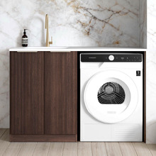 Havana 1300mm Sable Walnut Laundry Tub and Cabinet with Solid Surface Countertop