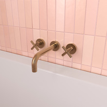 Aries 200mm Cross Handle 1/4 Turn Bath Wall Tap Set