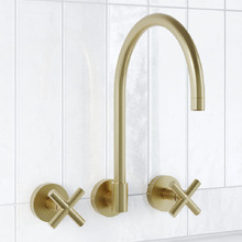Aries Laundry 1/4 Turn Cross Handle Wall Sink Tap Set