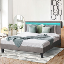 Lambeau Upholstered Bed Frame with LED
