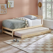 Yesenia Pine Wood Single Bed with Trundle
