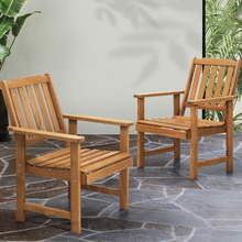 Julian Fir Wood Outdoor Armchairs (Set of 2)