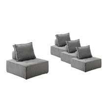 Elga Upholstered Armless Lounge Chairs (Set of 4)