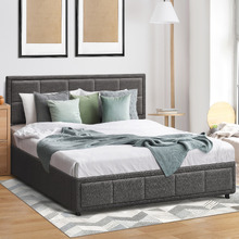 Grey Reese Upholstered Gas Lift Storage Bed Frame