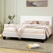 White Quiton Boucle Platform Bed