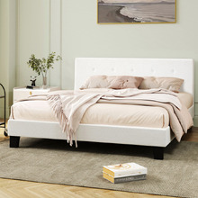 White Quiton Boucle Platform Bed