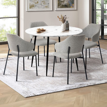4 Seater Tyler Faux Linen Dining Table & Chair Set