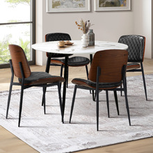 4 Seater Niall Faux Leather Dining Table & Chair Set