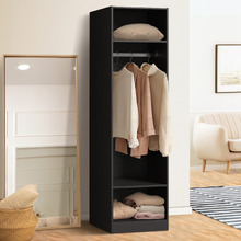 Black Cassandra 3 Shelf & Hanging Wardrobe