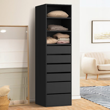 Black Cassandra 6 Drawer 3 Shelf Wardrobe
