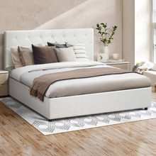 Kenzo Faux Leather Gas Lift Storage Bed Frame