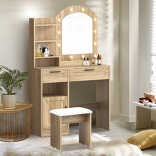 2 Piece Neal LED Dressing Table & Stool Set