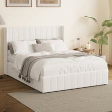 White Gabrielle Sherpa Gas Lift Storage Bed