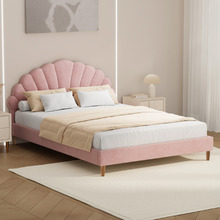 Pink Florin Double Velvet Bed