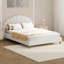 White Florin Double Boucle Bed
