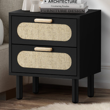 Eldric Rattan 2 Drawer Bedside Table
