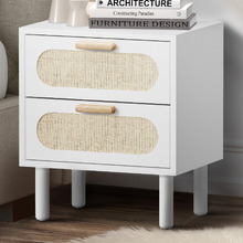 Eldric Rattan 2 Drawer Bedside Table