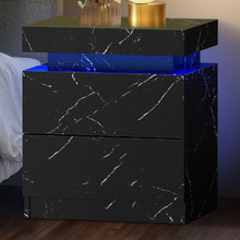 Murray 2 Drawer Marble-Look LED Bedside Table