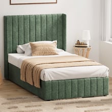Green Meier Chenille Gas Lift Storage Bed