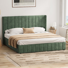 Green Meier Chenille Gas Lift Storage Bed