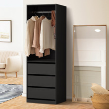 Black Cassandra 3 Drawer Wardrobe