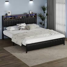 Aly Faux Leather Bed with LED & USB Ports