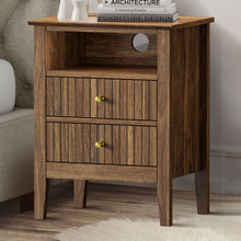 Andes 2 Drawer & Shelf Bedside Table