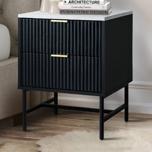 Hammond 2 Drawer Faux Marble Bedside Table