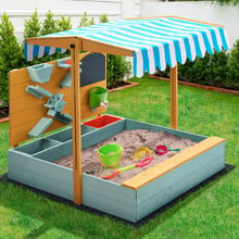 Velen Fir Wood Sandpit with Canopy