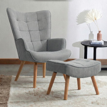 Afton Rubberwood Armchair with Ottoman
