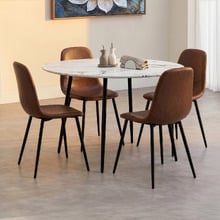 4 Seater Mohsin Faux Leather Dining Table & Chair Set