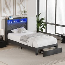Sophia Bed Frame with Charging Station & Drawers
