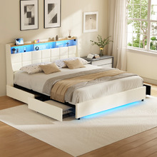 Tusca Upholstered Bed Frame with LED & Underbed Drawers