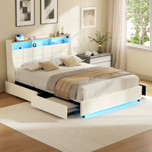 Tusca Upholstered Bed Frame with LED & Underbed Drawers
