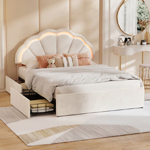 Gothel Velvet Bed Frame with LED & Underbed Drawers