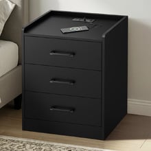 Jacobo 3 Drawer Bedside Table with Charging Station