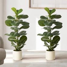 90cm Potted Faux Fiddle Leaf Fig Trees (Set of 2)