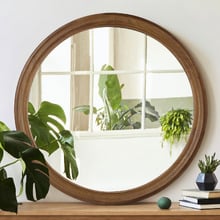 Zane Round Paulownia Wood Wall Mirror