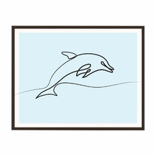 Line Dolphin Framed Printed Wall Art