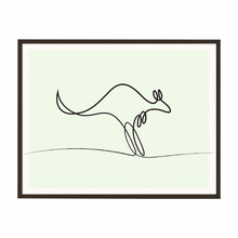 Line Kangaroo Framed Printed Wall Art