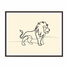 Line Lion Framed Printed Wall Art
