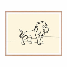 Line Lion Framed Printed Wall Art